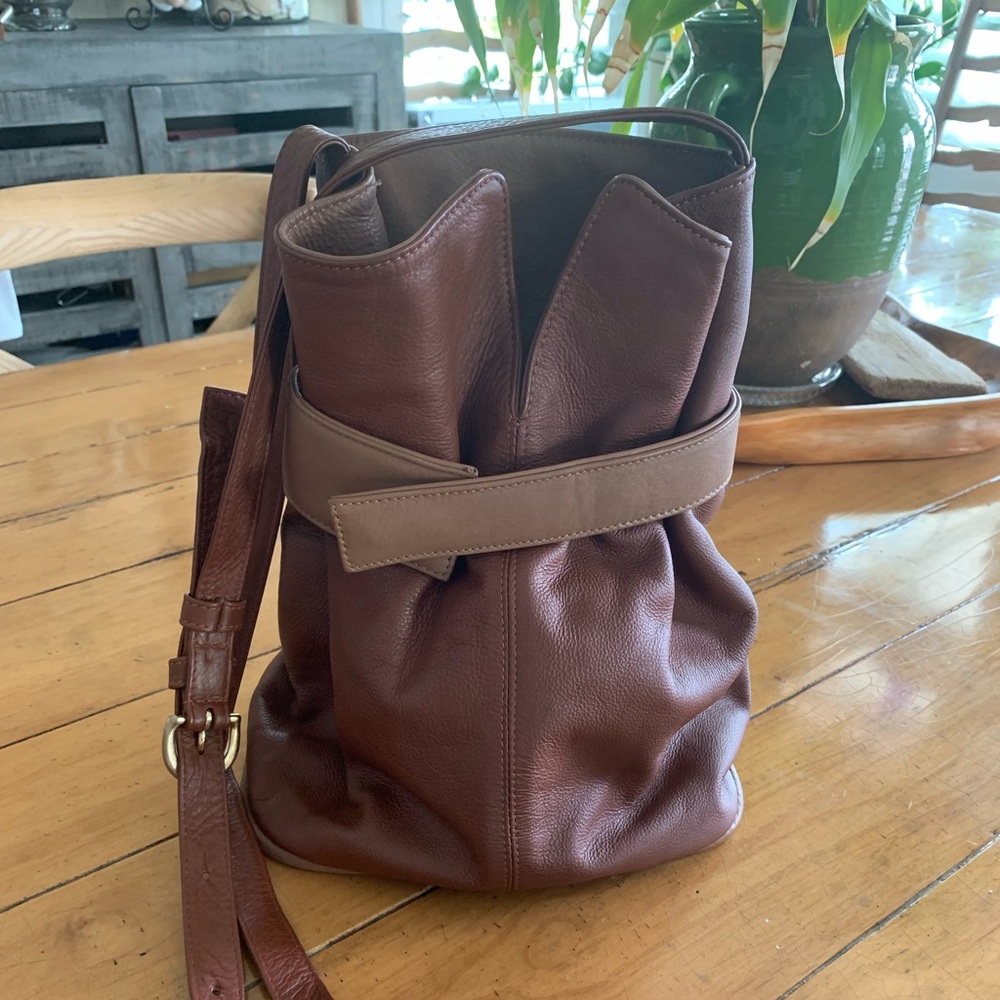JP Ourse & Cie Brown Leather Bucket Bag
